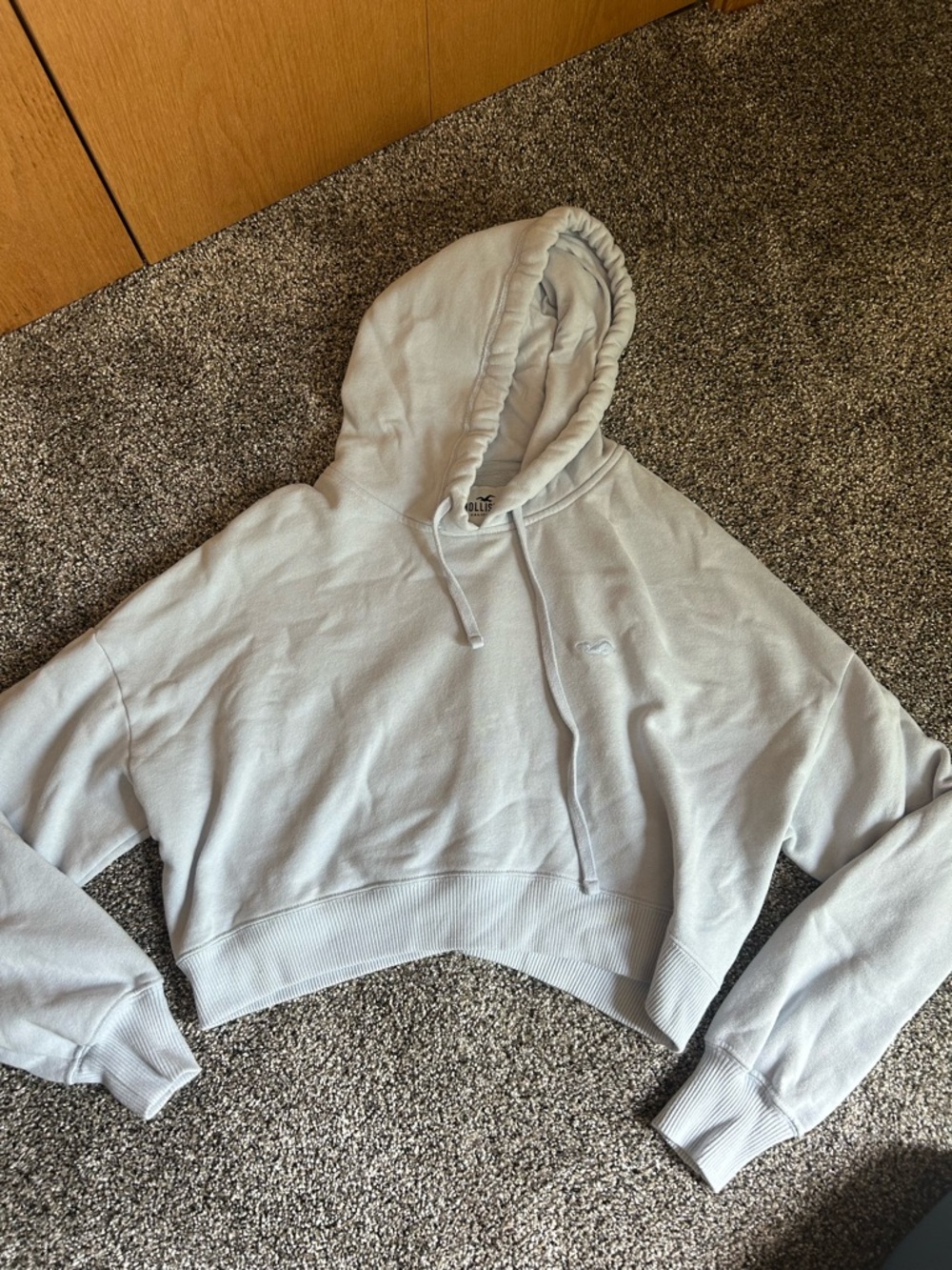 Hollister Light blue Cropped Hoodie Sweatshirt